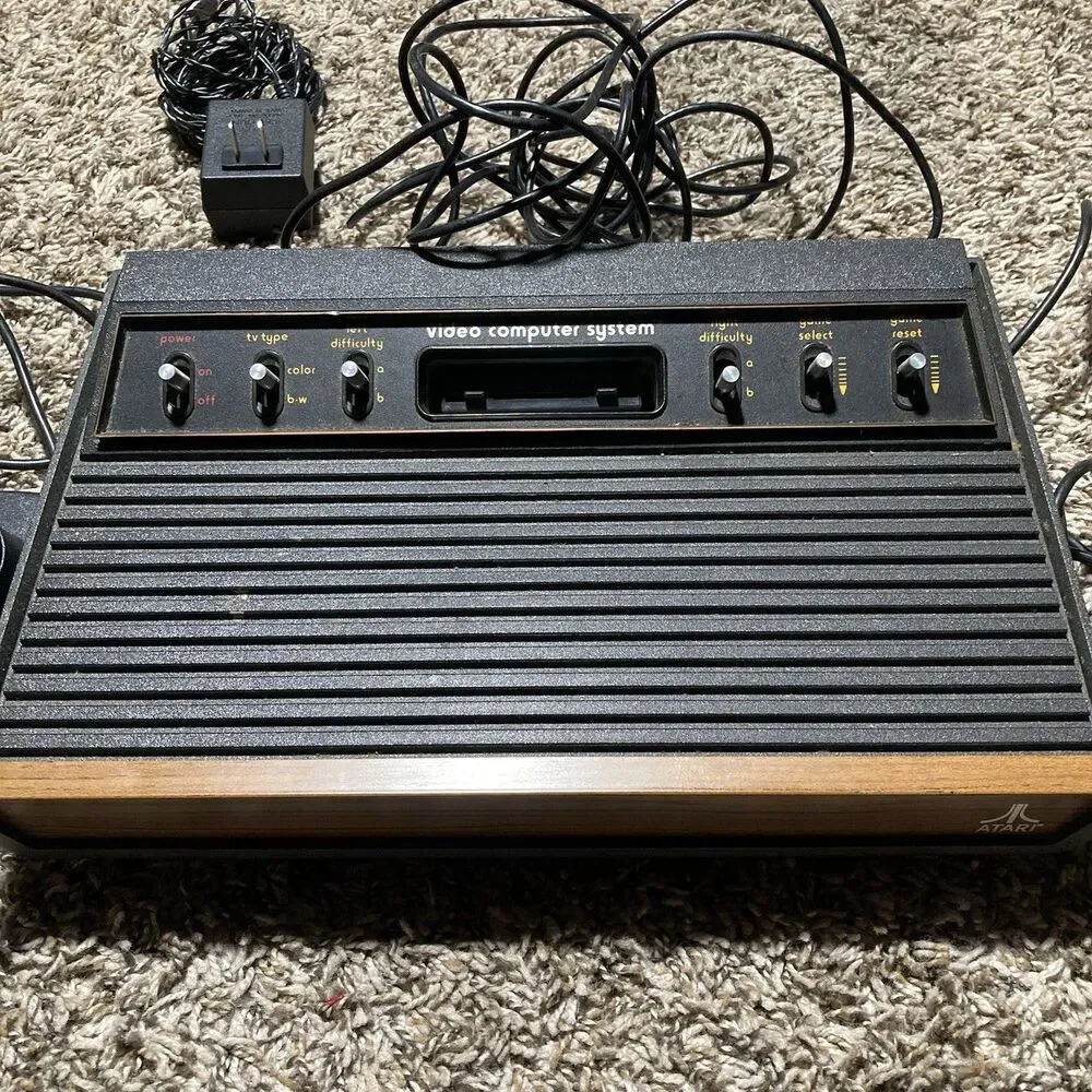 Atari Video Computer System Console with Black and Woodgrain Finish